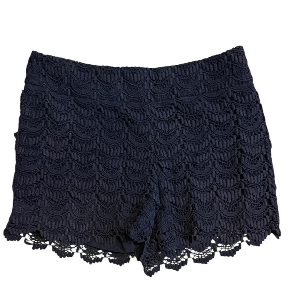 LOFT Riviera Navy Lace Scalloped Shorts Size 4 Feminine - Picture 4 of 6